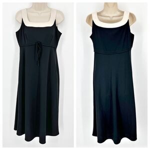 Carole Little VINTAGE Midi Dress Black Cream Empire Waist Sleeveless Women Sz 10